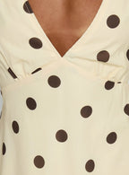 Nellie Mini Dress Lemon / Brown Polka Dot