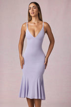 V-Neck Godet Midaxi Dress in Lilac