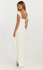 Skye Maxi Dress - V Shaped Neckline Short Sleeve Dress in White