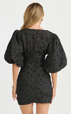 Miley Mini Dress - V Neck Bodycon Dress in Black