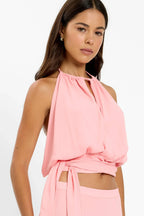 Draped Halter Top | Coral