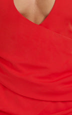 Vega Mini Dress - Halter Neck Drop Waist Dress in Red
