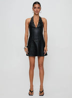 Hit Different Faux Leather Mini Dress Black