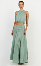 Melanie Top - Halter Neck Top in Green