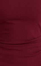 Helen Maxi Dress - One Shoulder Draped Fitted Dress in Wine