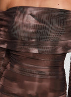 Raquella Long Sleeve Mini Dress Brown