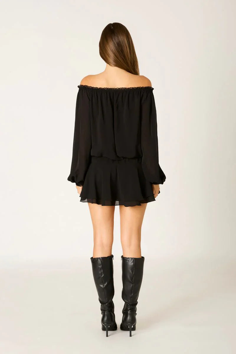 Chiffon Off-The-Shoulder Mini Dress