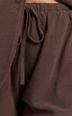 Olivia Shorts - Drawstring Relaxed Linen Shorts in Chocolate