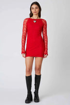 Lace Long Sleeve Mini Dress
