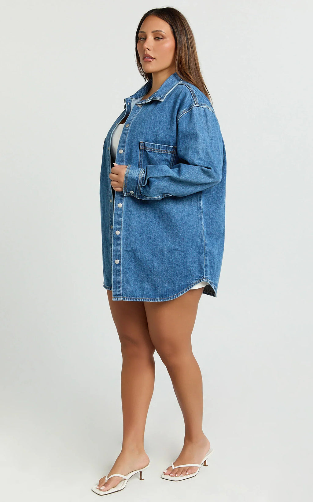 Faharra Shirt - Recycled Cotton Denim Shirt in Dark Blue Wash