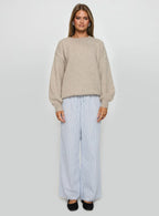 Ryanna Cozy Knit Sweater – Classic Beige Pullover for Effortless Style