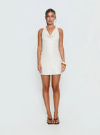 Kaimeila Halter Sequin Mini Dress Cream