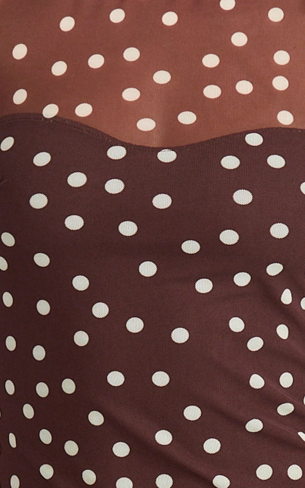Colette Maxi Dress - Mesh Tshirt Dress in Chocolate Polka Dot