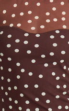 Colette Maxi Dress - Mesh Tshirt Dress in Chocolate Polka Dot