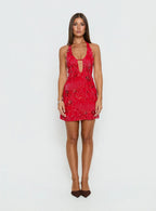 Telenova Halter Mini Dress Red