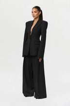 Suiting Pinstripe Wide-Leg Pant