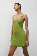 Georgette Mini Dress | Beaded Emerald