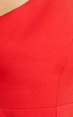 Carley Mini Dress - One Shoulder Tulip Hem Dress in Red