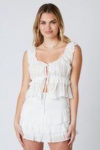 Eyelet Ruffled Peplum Top