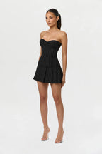Pinstripe Suiting Pleated Mini Skirt