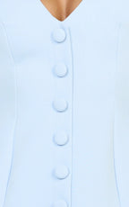 Lavender Mini Dress - Wide Neck Button Down Blazer Dress in Baby Blue