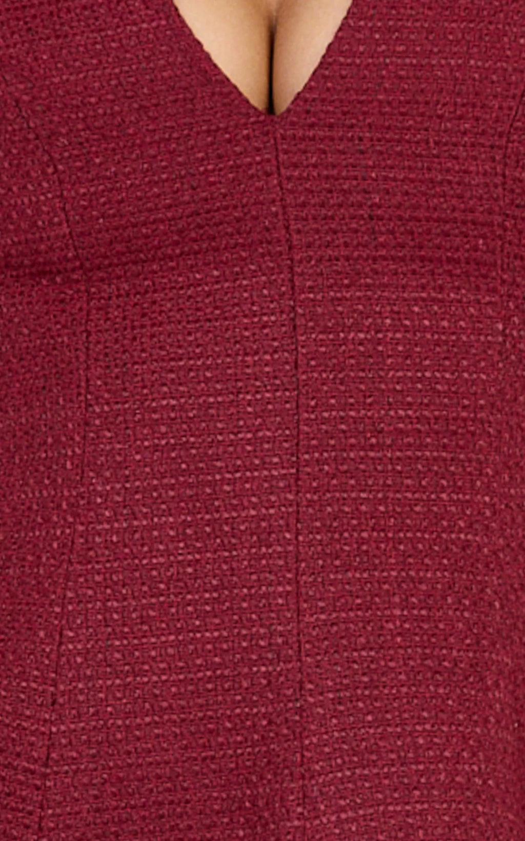 Nelson Mini Dress - Low Cut Boucle Fit & Flare Mini Dress in Wine