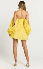 Amalie The Label - Thalia Sweetheart Off Shoulder Mini Dress - In Yellow