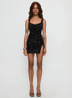 Centerfold Sequin Mini Dress Black