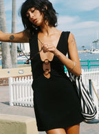 Steward Halter Mini Dress Black Tall