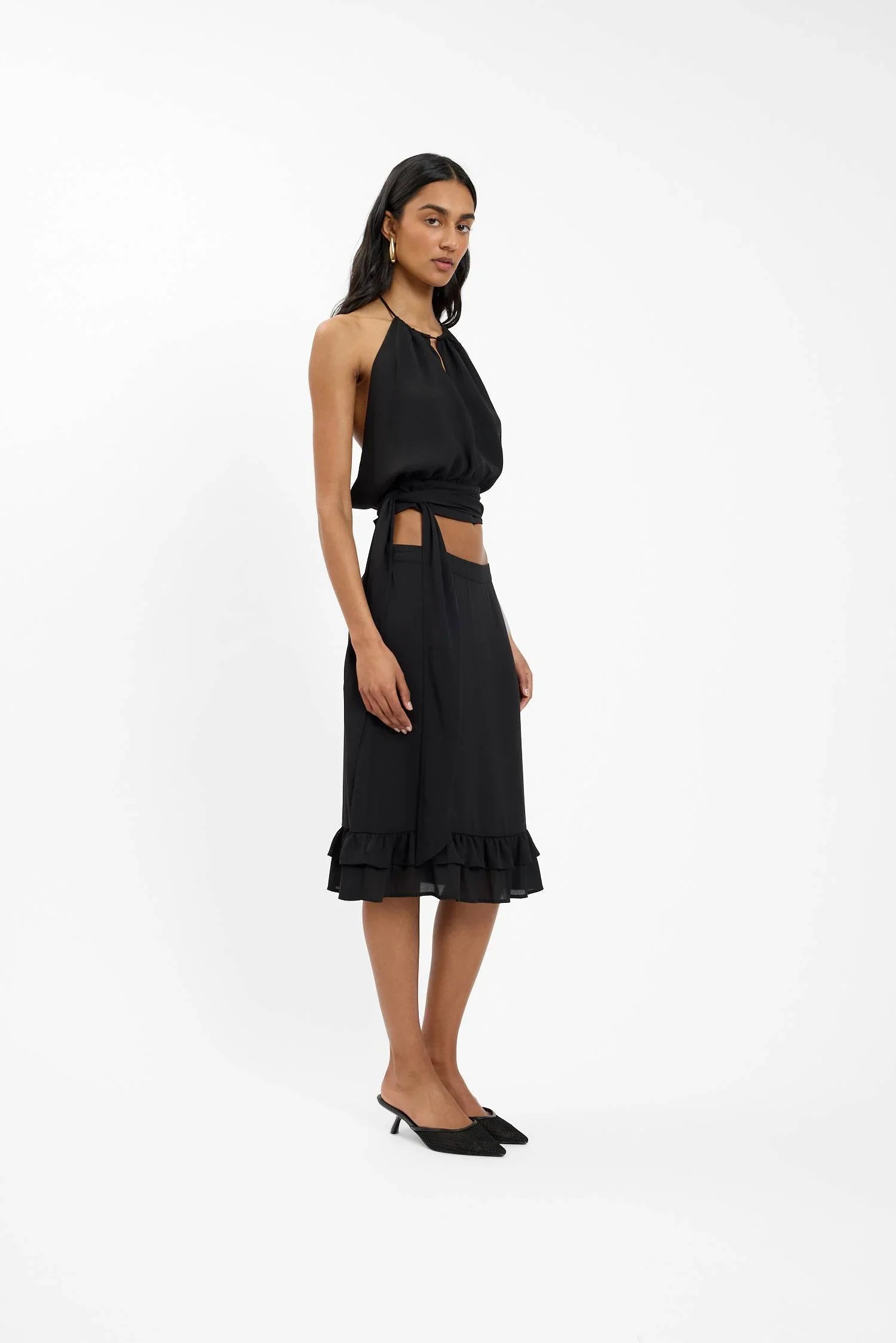 Frill Midi Skirt | Black