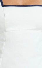Julian Mini Dress - Square Neck Tie Back A Line Mini Dress in Off White