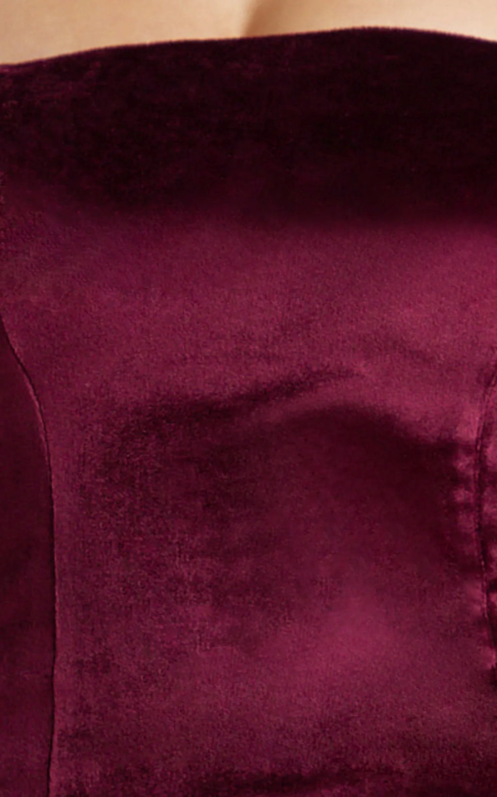 Cartia Midi Dress - Velvet Strapless Bodycon Dress in Wine