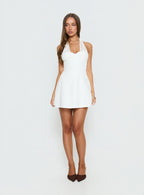 Josanna Crochet Halter Mini Dress White