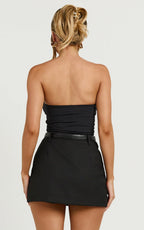 Haidy Skort - Mid Waisted Tailored Mini Skort in Black