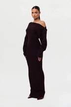 Knit Off-Shoulder Sweater Maxi Dress