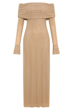 Marcel Off Shoulder Diamante Maxi Dress - Nude