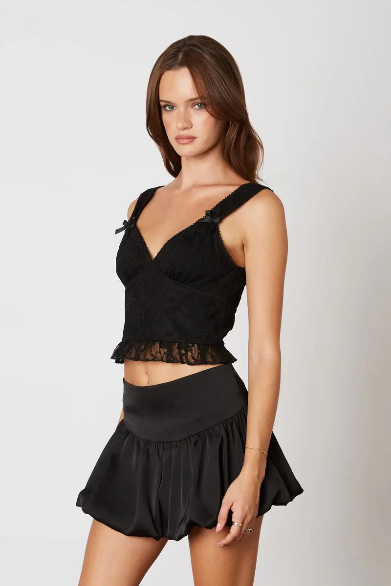 Lace Ruffle Bow Top