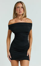 James Mini Dress - Jersey Cut Out Back Bodycon Dress in Black