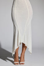 Embellished Handkerchief Hem Maxi Dress in White