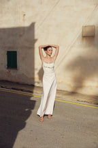Frill Backless Maxi Dress | Blush Satin