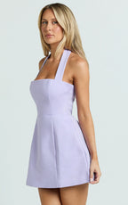 Dante Mini Dress - Halter Neck Tie Tulip Skirt Dress in Lilac
