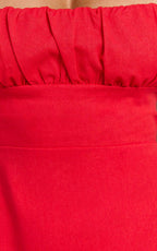 Ginny Mini Dress - Square Neck Ruched Bodice Puff Sleeve Straight Dress in Red