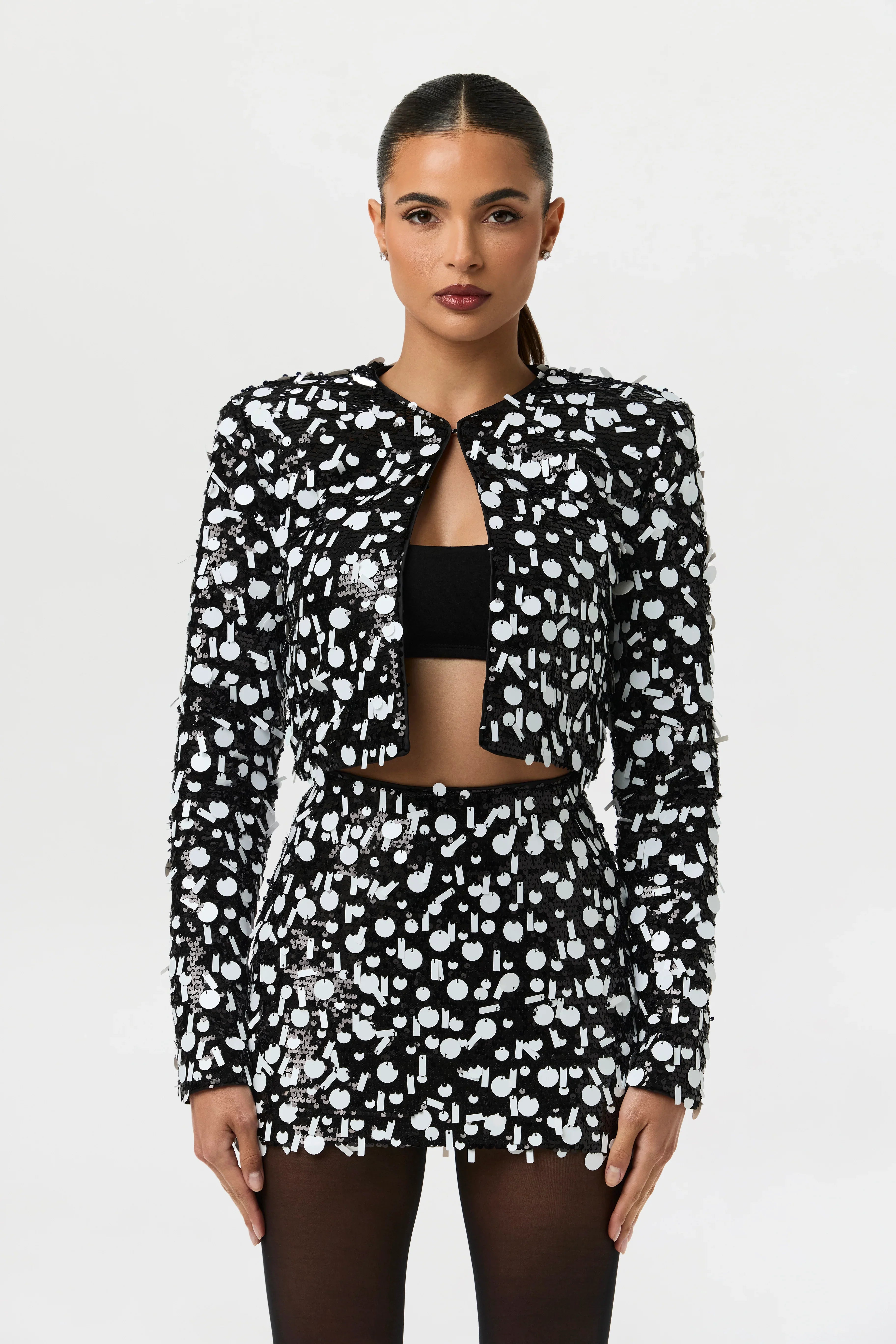 Geometric Sequin Mini Skirt