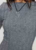 Rich Girl Long Sleeve Knit Mini Dress Grey Marle