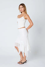 Lace Ruffle Midi Skirt