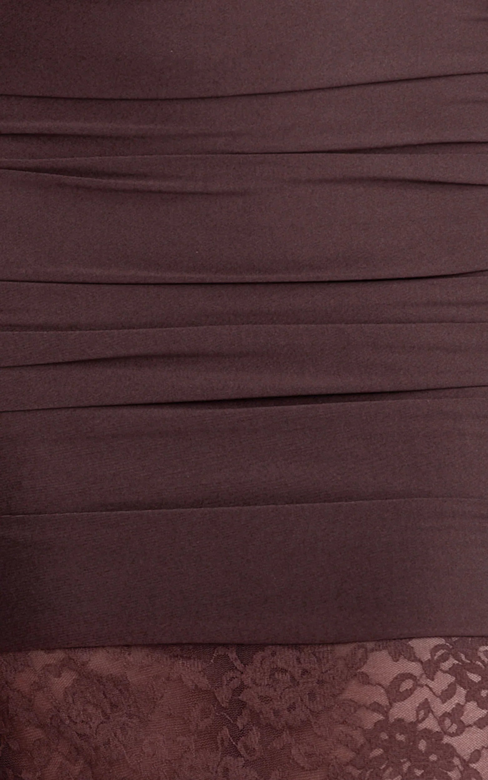 Ferguson Maxi Dress - One Shoulder Draped Jersey and Lace Dress in Chocolate