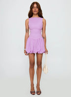 Cicely Bubble Hem Mini Dress Lilac