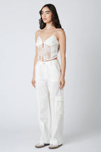 Lace Panel Satin Top