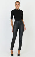 Whinnie Jeans - High Waist Skinny Coated Denim Jeans in Black