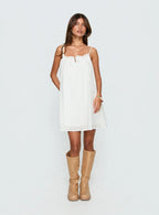 Kind Of Wonderful Tie Detail Baby Doll Mini Dress White